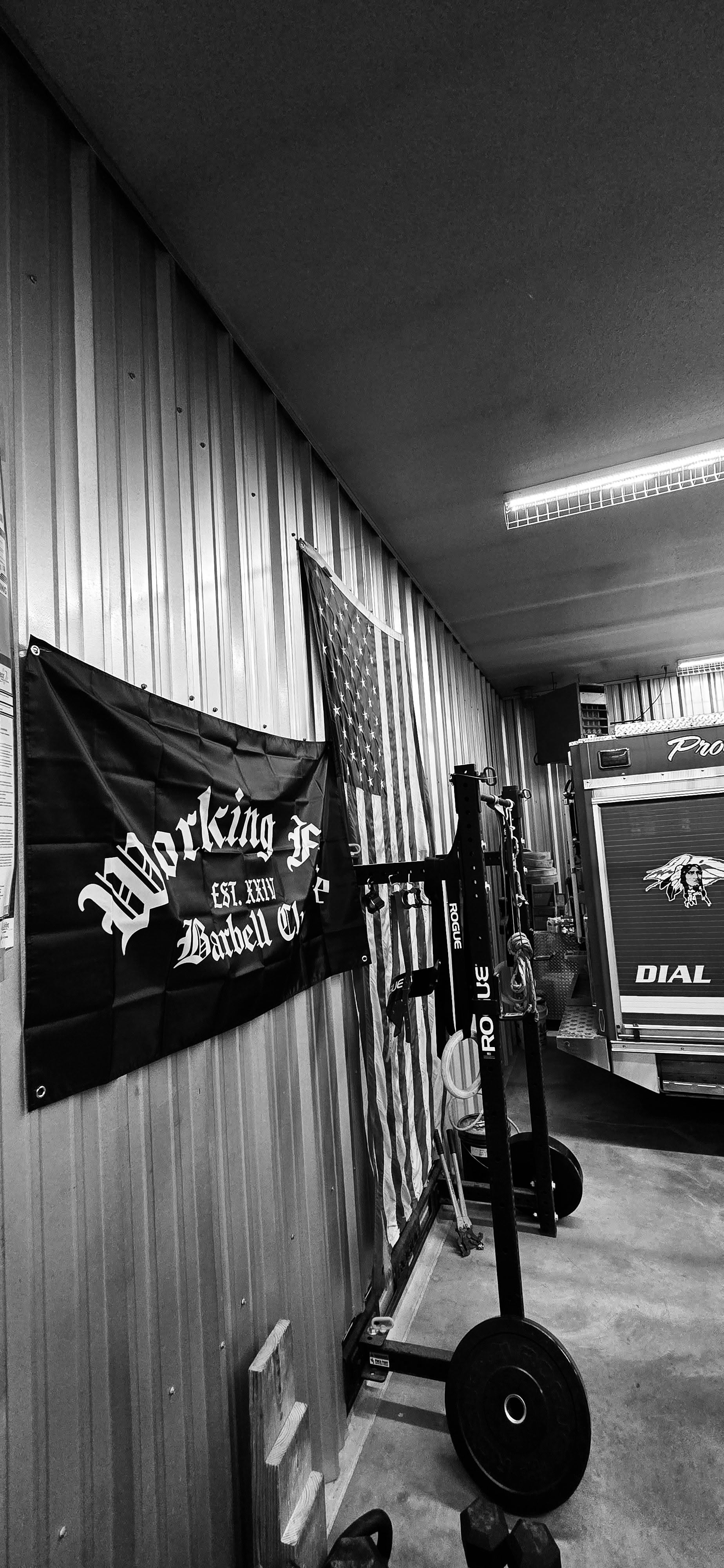 Working Fire Barbell Club Flag