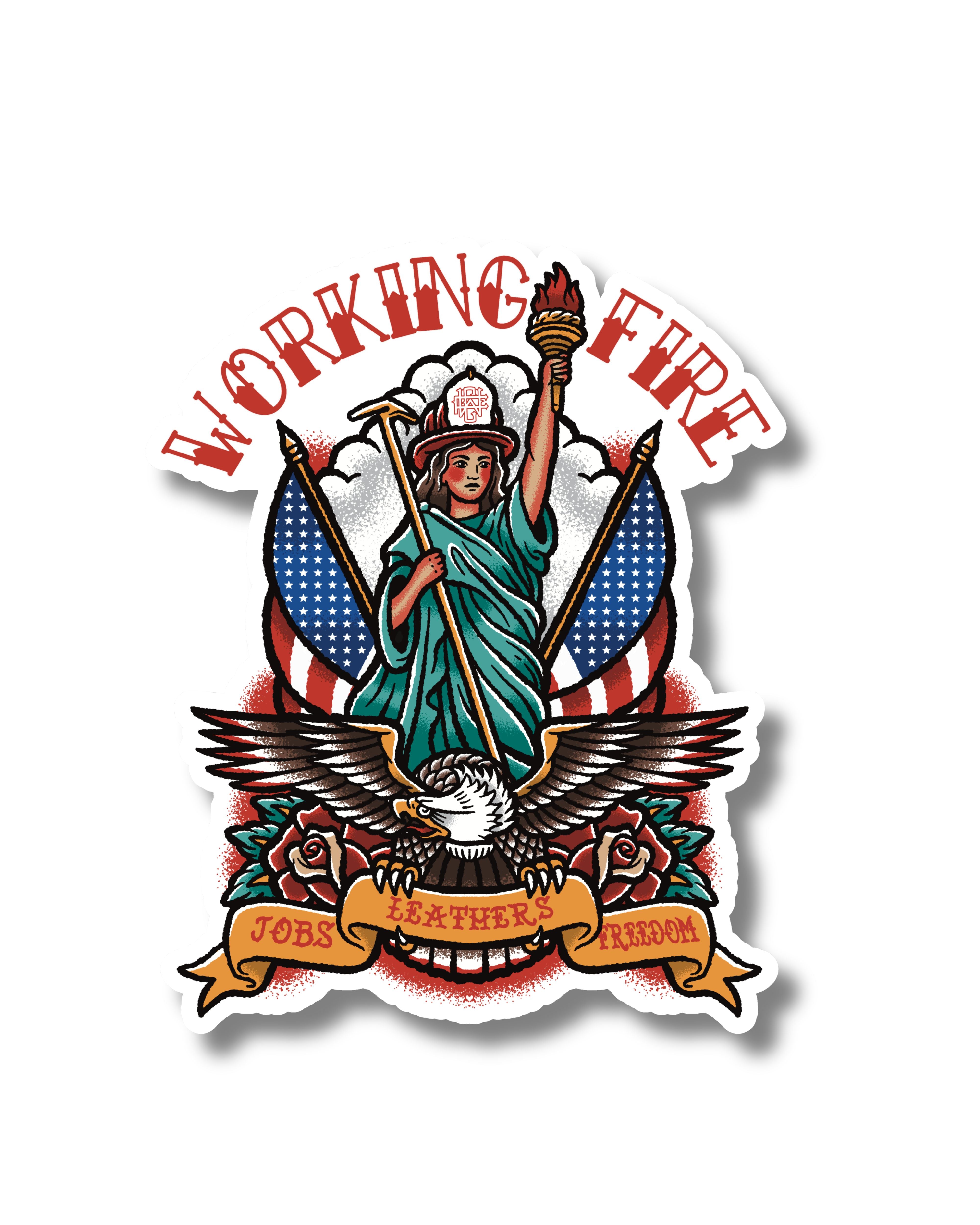 Jobs Leathers Freedom Lady Liberty Sticker