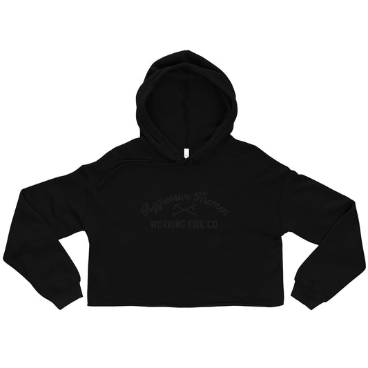 Women’s Aggressive Firemen Badge Crop Hoodie - Working Fire Co